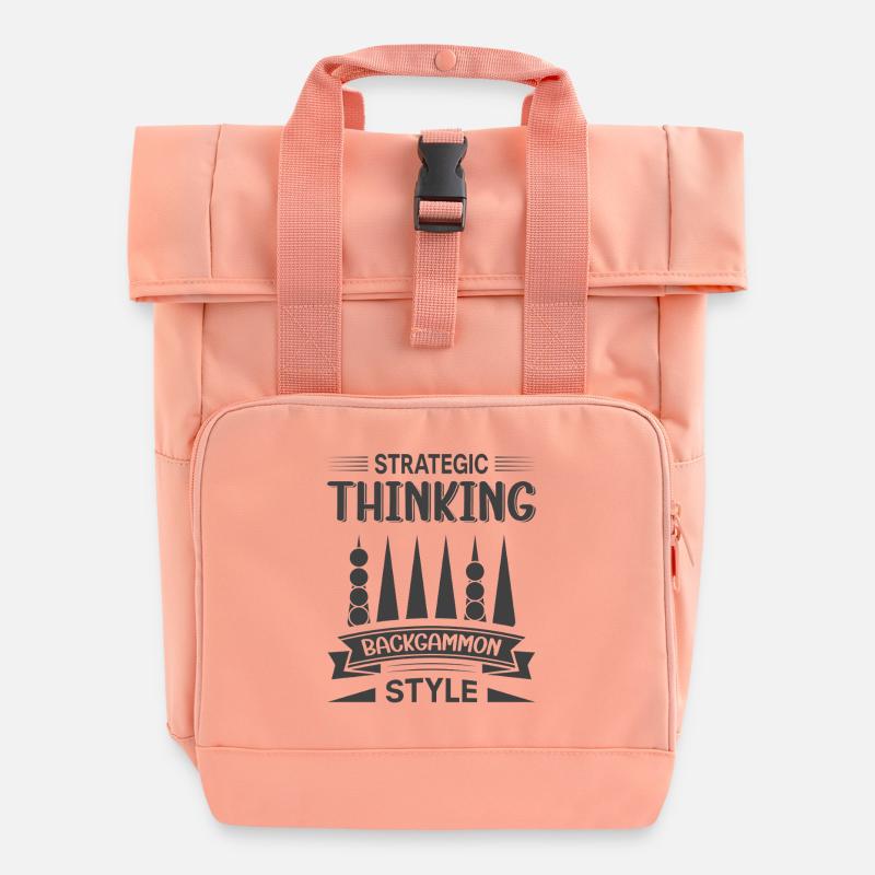 Backgammon Spiel - Rolltop Rucksack mit zwei Griffen - Chintzrosa