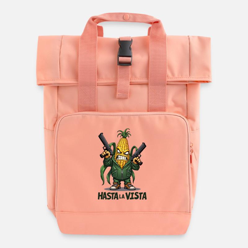 Gangster Corn Hasta La Vista – Corn on the Cob Gangster - Roll Top Backpack with Two Handles - chintz rose