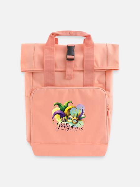 Party Gras Fasching Farbenfrohe Masken - Rolltop Rucksack mit zwei Griffen - Chintzrosa