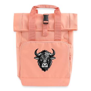 Bull Head Taurus - Roll Top Backpack with Two Handles - chintz rose - Front