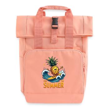 Ananas Surfer Surfen Feel the Summer - Rolltop Rucksack mit zwei Griffen - Chintzrosa - Vorne