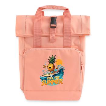 Ananas Surfer Surfen Feel the Summer - Rolltop Rucksack mit zwei Griffen - Chintzrosa - Vorne
