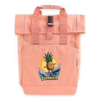 Pineapple Surfer Surf Feel the Summer - Roll Top Backpack with Two Handles - chintz rose - Front