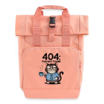 404 Spaß Nicht gefunden - müde Kaffeekatze Arbeit Meme - Rolltop Rucksack mit zwei Griffen - Chintzrosa - Vorne