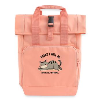 Lazy Cat Lifestyle – Fun Lazy Cat Design - Roll Top Backpack with Two Handles - chintz rose - Front