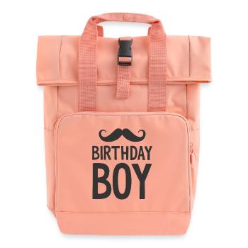 Birthday Boy – Geburtstag mit Schnurrbart - Rolltop Rucksack mit zwei Griffen - Chintzrosa - Vorne