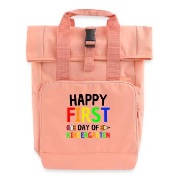 First day of kindergarten saying - Roll Top Backpack with Two Handles - chintz rose - Front