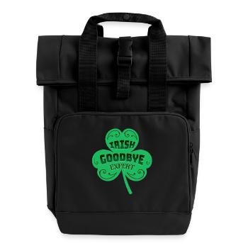 Irischer Goodbye Expert Green Clover St. Patricks Day - Rolltop Rucksack mit zwei Griffen - Schwarz - Vorne