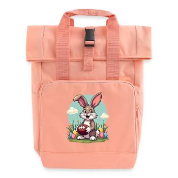 American Football Easter Bunny Sports Easter Fun - Roll Top Backpack with Two Handles - chintz rose - Front