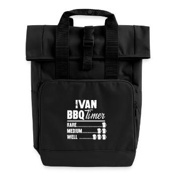 ivan bbq timer- Grill Geschenke Bier Tshirt - Rolltop Rucksack mit zwei Griffen - Schwarz - Vorne