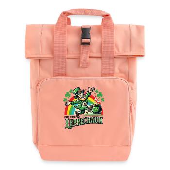 St. Patrick's Day Kleeblatt Regenbogen Kobold - Rolltop Rucksack mit zwei Griffen - Chintzrosa - Vorne
