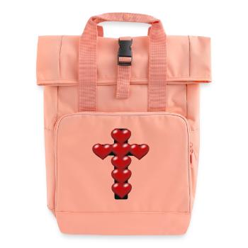 Herz Herzen Kreuz Kreuze Kruzifix - Rolltop Rucksack mit zwei Griffen - Chintzrosa - Vorne