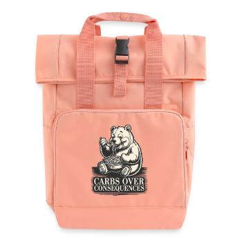 Carbs on Consequences: Humor for Food Lover - Roll Top Backpack with Two Handles - chintz rose - Front