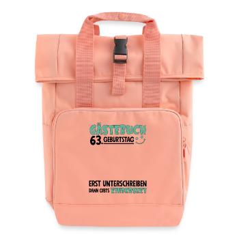 Gästebuch 63 Geburtstag Unterschreiben Kindersekt - Rolltop Rucksack mit zwei Griffen - Chintzrosa - Vorne