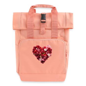 Herz aus roten Blüten - Leidenschaftliche Blumenpr - Rolltop Rucksack mit zwei Griffen - Chintzrosa - Vorne