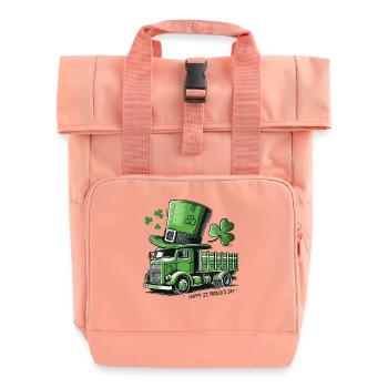 St. Patrick's Day Truck Shamrock Hat Children's Joy - Roll Top Backpack with Two Handles - chintz rose - Front