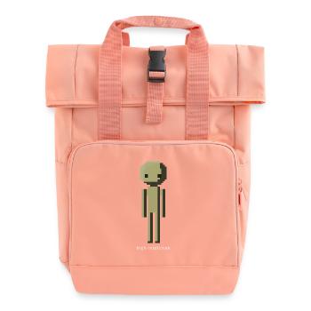 High Resolution Funny Pixel Art Male Gift - Roll Top Backpack with Two Handles - chintz rose - Front