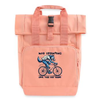 Mad Sprinting Bike Until Your Calves Burn - Roll Top Backpack with Two Handles - chintz rose - Front