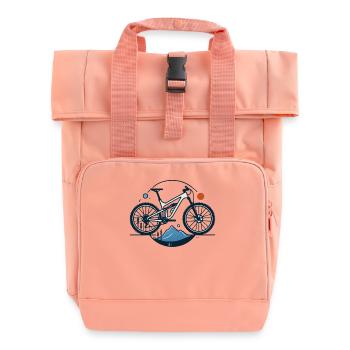 Mountain Bike Adventure Bike Graphic - Roll Top Backpack with Two Handles - chintz rose - Front