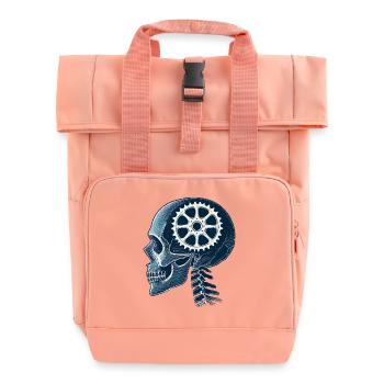 Fahrrad Skelett Gehirn Kettenblatt Kopf - Rolltop Rucksack mit zwei Griffen - Chintzrosa - Vorne
