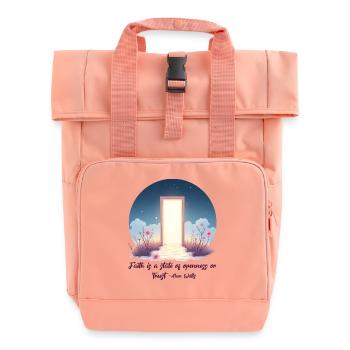 Open Door Trust Alan Watts Faith Zitat - Rolltop Rucksack mit zwei Griffen - Chintzrosa - Vorne