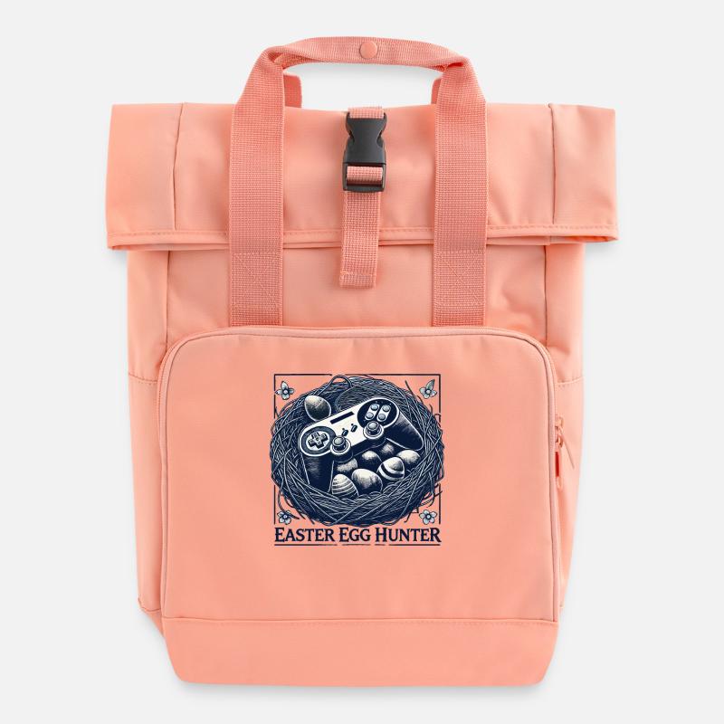 Gaming Osterei Jäger Retro Videospiel - Rolltop Rucksack mit zwei Griffen - Chintzrosa