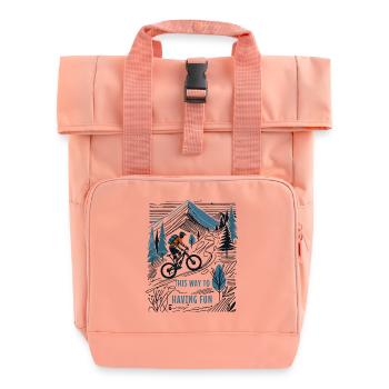 Bike Adventurer: This Way To Having Fun - Roll Top Backpack with Two Handles - chintz rose - Front