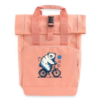 Bicycle Bear Illustration for Bicycle Lovers - Roll Top Backpack with Two Handles - chintz rose - Front