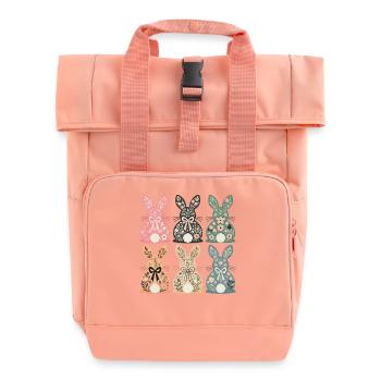 Easter Flower Bunny Retro Vintage Style - Roll Top Backpack with Two Handles - chintz rose - Front