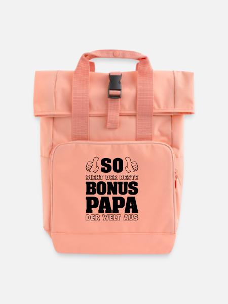 Bonus Papa Vatertag Stiefvater Stiefpapa Geschenk - Rolltop Rucksack mit zwei Griffen - Chintzrosa