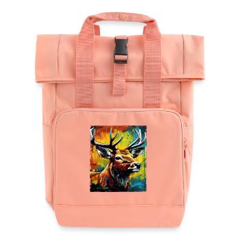 Hirsch Porträt - Rolltop Rucksack mit zwei Griffen - Chintzrosa - Vorne