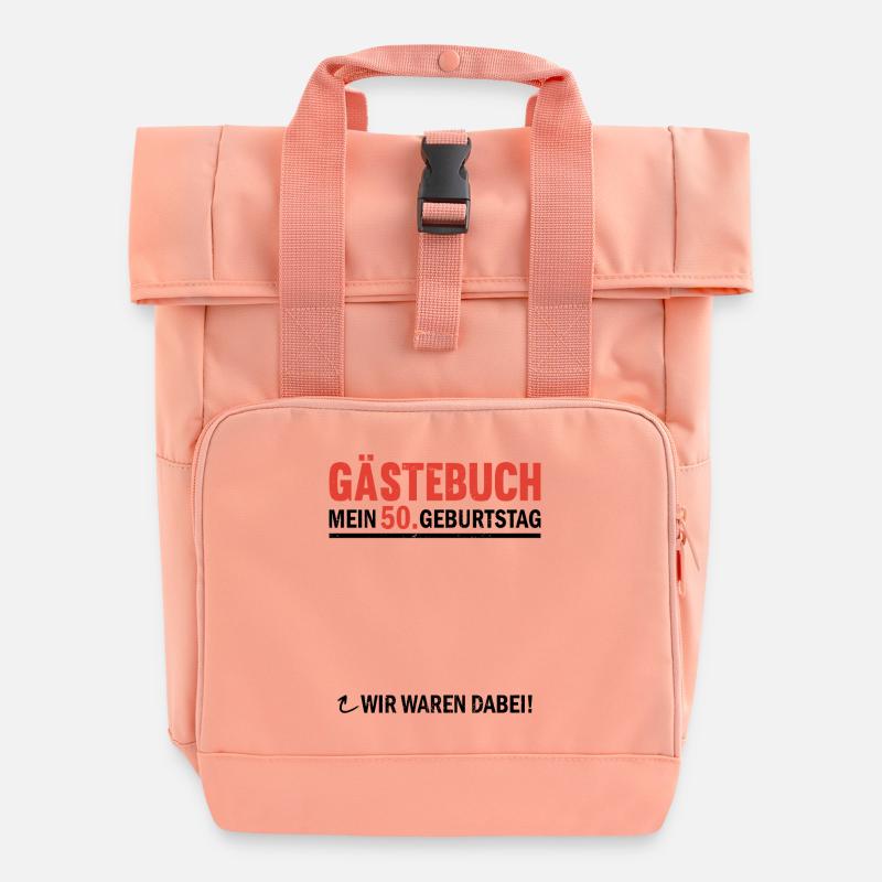 Gästebuch 50 Geburtstag Wir Waren Dabei - Rolltop Rucksack mit zwei Griffen - Chintzrosa