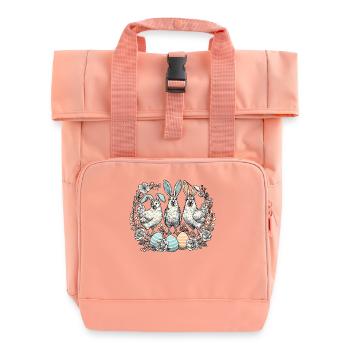 Poules de Pâques Esthétique rétro lapin de Pâques poussin - Sac à dos Roll Top à deux anses - rose liberty - Devant