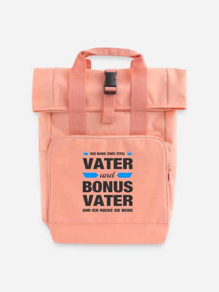 Bonus Vater Papa Dad Stiefvater Vatertag Geschenk - Rolltop Rucksack mit zwei Griffen - Chintzrosa