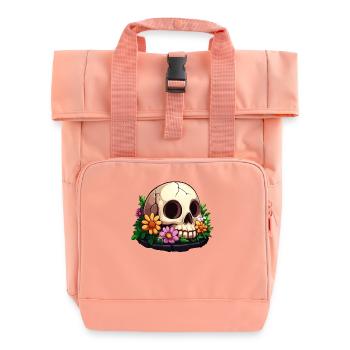 Cute skull with colorful flowers - Roll Top Backpack with Two Handles - chintz rose - Front