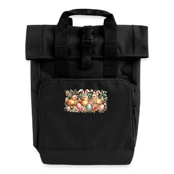 Poussin de Pâques Vintage Retro Poulets - Sac à dos Roll Top à deux anses - noir - Devant