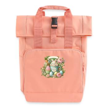 Easter Bunny Coffee Mug Happy Easter - Roll Top Backpack with Two Handles - chintz rose - Front