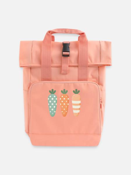 Niedliche Ostern Karotten Pastell Streifen Punkte - Rolltop Rucksack mit zwei Griffen - Chintzrosa