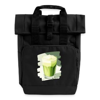 Matcha Latte Liebhaber Grüntee - Rolltop Rucksack mit zwei Griffen - Schwarz - Vorne