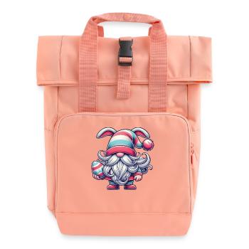 Easter Gnome with Egg Happy Dwarf Easter - Roll Top Backpack with Two Handles - chintz rose - Front