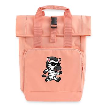 Cooles Zebra mit Sonnenbrille Sommer Joggen Laufen - Rolltop Rucksack mit zwei Griffen - Chintzrosa - Vorne