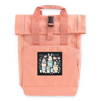 Easter Coffee Mugs Coffee Lover Coffee Design - Roll Top Backpack with Two Handles - chintz rose - Front
