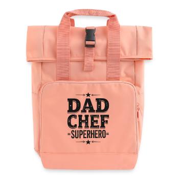Dad Chef Superhero – Papa Koch Superheld - Roll Top Backpack with Two Handles - chintz rose - Front