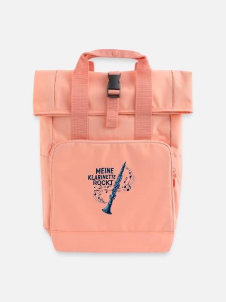 Meine Klarinette rockt – Klarinettistin - Rolltop Rucksack mit zwei Griffen - Chintzrosa