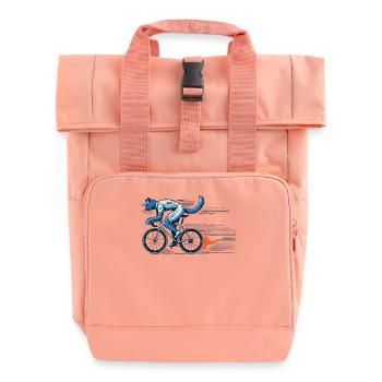 Katze auf Rennrad Design für Fahrradliebhaber - Rolltop Rucksack mit zwei Griffen - Chintzrosa - Vorne