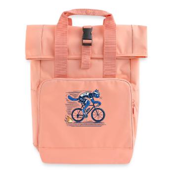 Vélo de route : un chat design pour les amateurs de cyclisme sportif - Sac à dos Roll Top à deux anses - rose liberty - Devant