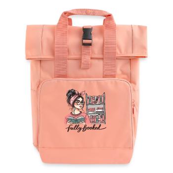 Retro Book Girl Design for Frequent Readers - Roll Top Backpack with Two Handles - chintz rose - Front