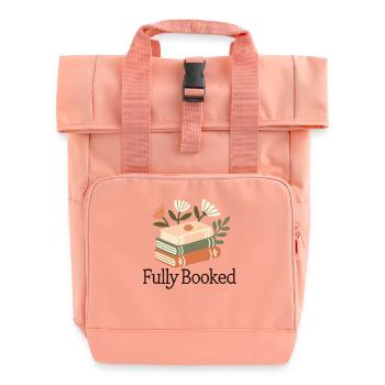 Bücherwurm Lustiger Spruch Floraler Cottagecore - Rolltop Rucksack mit zwei Griffen - Chintzrosa - Vorne