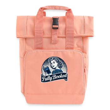 Retro Book Girl Design for Book Lovers and - Roll Top Backpack with Two Handles - chintz rose - Front