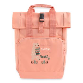 Book Lover Funny Book Quote with Bear - Roll Top Backpack with Two Handles - chintz rose - Front